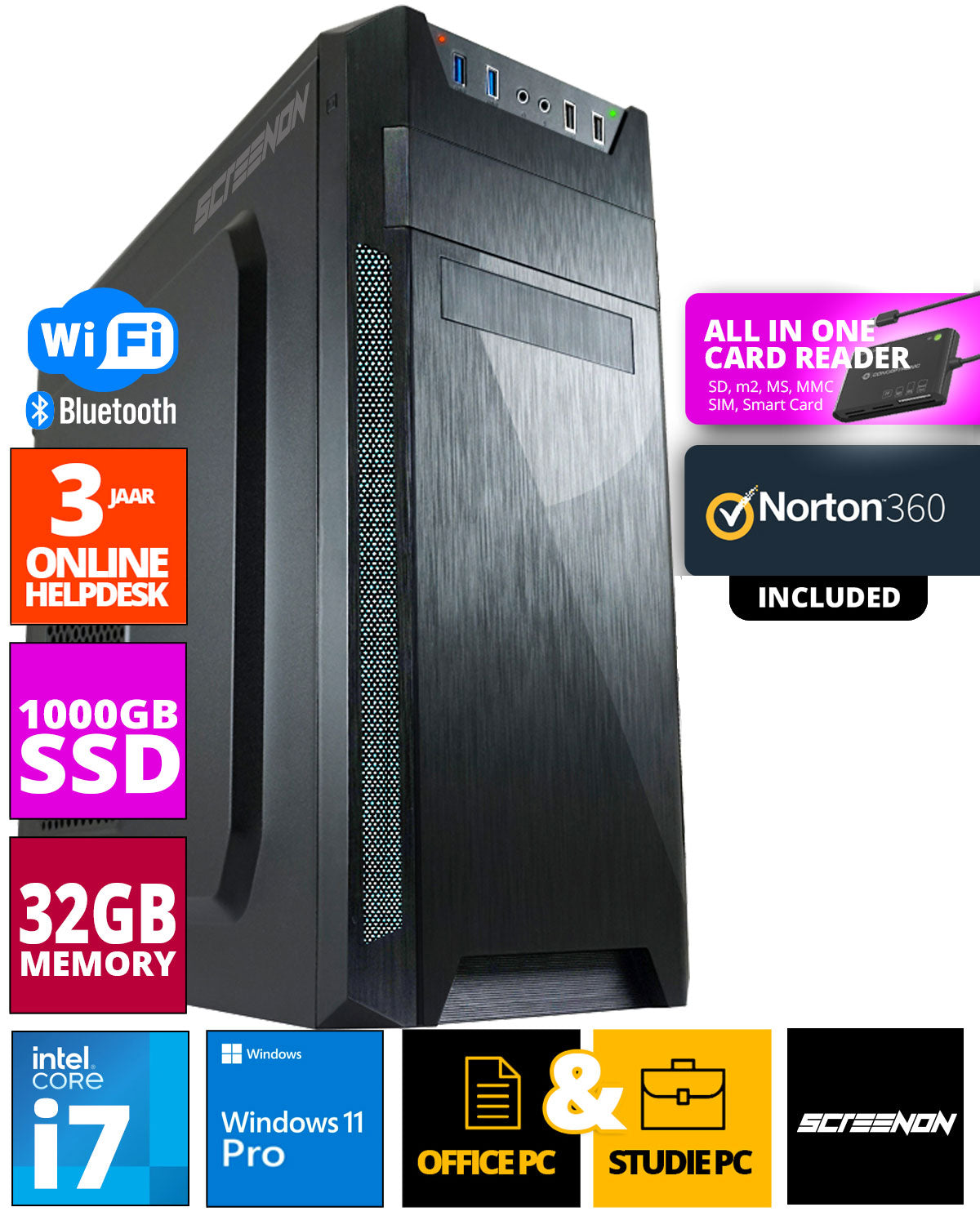 ScreenON - Intel Core i7 - 1TB M.2 SSD - 32GB RAM - RTX 3050/3060 - Al
