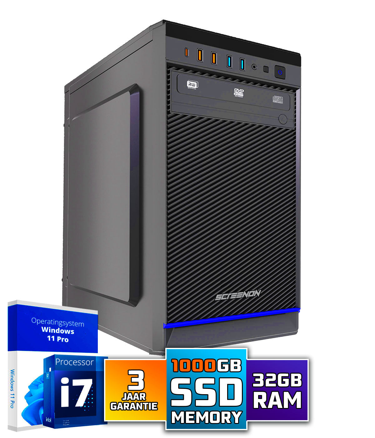 Intel Compleet PC | Intel Core i7 | 32 GB DDR4 | 1 TB SSD | Windows 11