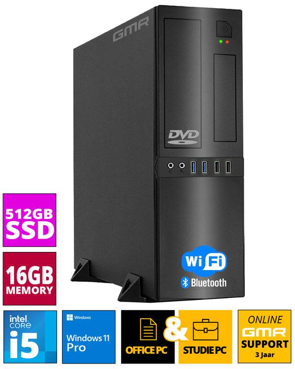 Desktop PC mit Intel®Core i5® 3.6 GHz | 16 GB DDR3 | 512 GB SSD | USB 3.0 | Windows 11 Prof. | DVD-RW | MS Office 2021 | Silent Business Office Multimedia Computer mit 3 Jahren Garantie!