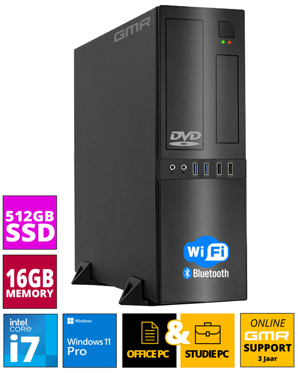 Desktop PC mit Intel i7 8-Thread 4.00 GHz | 16GB DDR3 | 512 GB SSD | DVD±RW | USB3 | Windows 11 Prof. 64-Bit | Business Office Multimedia Computer mit 3 Jahren Garantie!