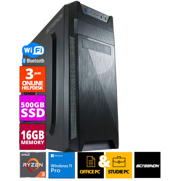 Budget Office PC - Ryzen 3 - 500GB NVMe SSD - 16GB RAM - Radeon Vega 8 - Inclusief WiFi & Bluetooth