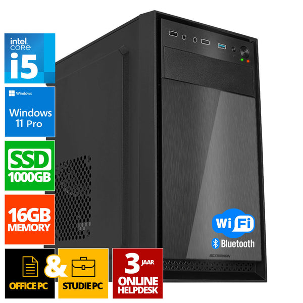 Intel Compleet PC | Intel Core i5 | 16 GB DDR4 | 1 TB SSD - NVMe | Windows 11 Pro + WiFi & Bluetooth