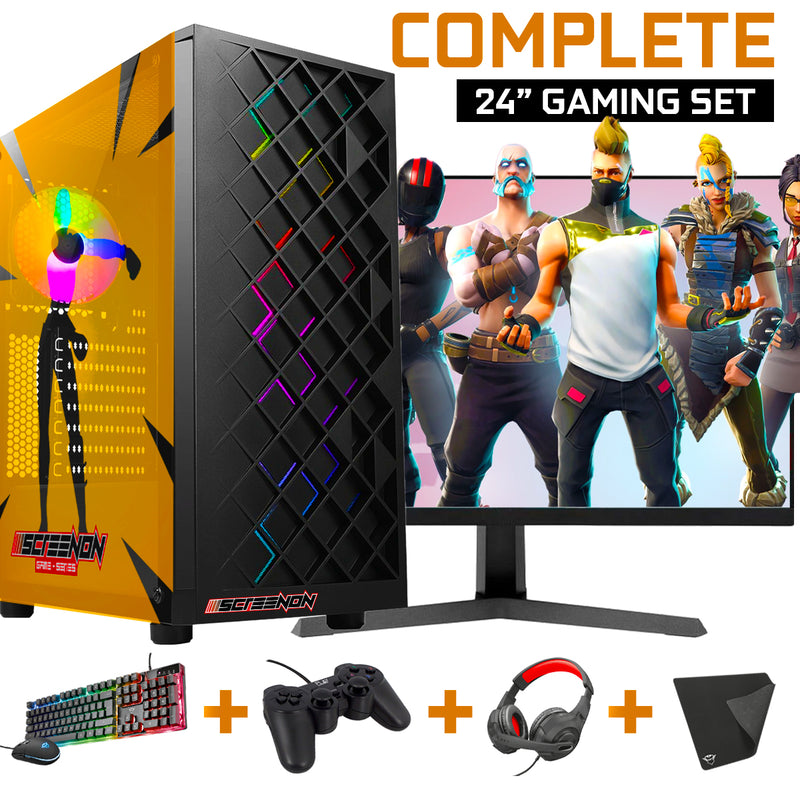 ScreenON - Complete Fortnite Gaming PC Sets - ( Game PC + 24 Inch Monitor + Toetsenbord + Muis + Controller )