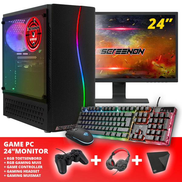 ScreenON - Gaming Set - X105126 - V1(GamePC.X105126 + 24 Inch Monitor + Toetsenbord + Muis)