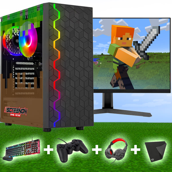 ScreenON - Minecraft Edition Gaming Set - X104154 - V1, V2 & V3 (GamePC.X104154 + 24 Inch Monitor + Toetsenbord + Muis + Controller) + WiFi & Bluetooth