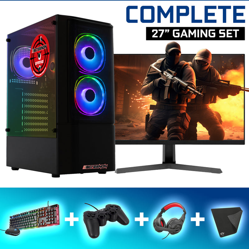 ScreenON - Gaming Set - V115131 - V2 (GamePC.V115131 + 27 Inch Monitor + Toetsenbord + Muis)