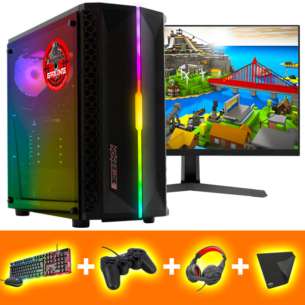 ScreenON - Gaming Set - B3-W GamePC iiyama Black Hawk 24 Inch+Toetsenbord+Muis Fortnite, Minecraft, League of Legends, Rocket League, Farming Simulator, Sims 4, World of warcraft, Ark, Battlefield 4, Call of Duty, Runescape, Heartstone en GTA V.