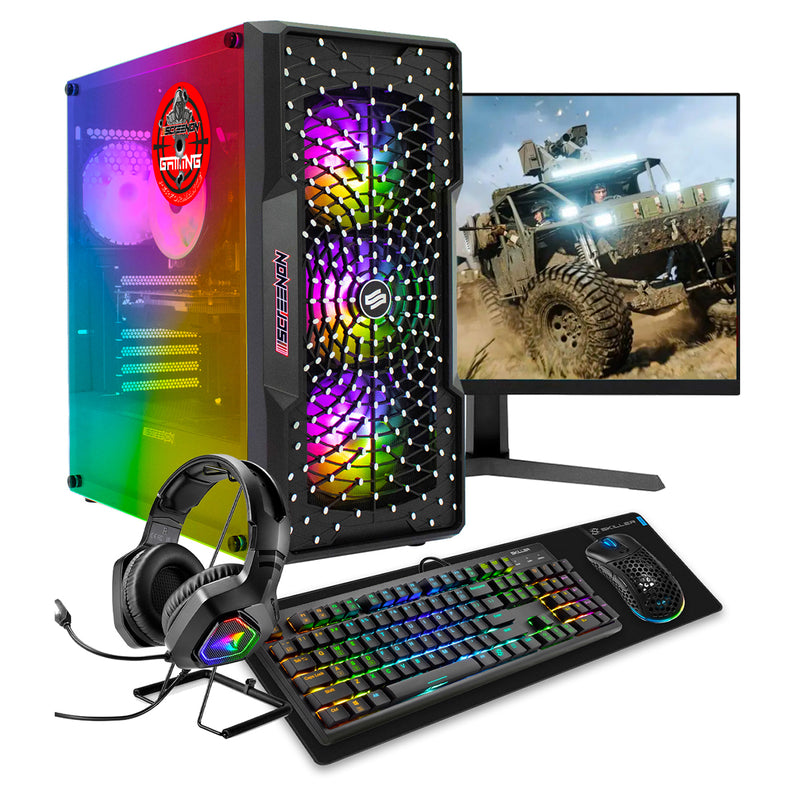 ScreenON - Gaming Set - Y52184 - W2 (GamePC.Y52184 + 27 Inch Monitor + Toetsenbord + Muis & Muismat + Headset & Houder)