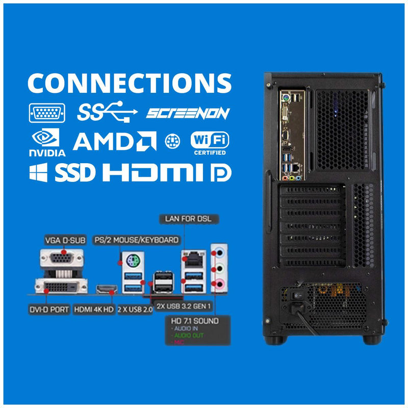 Intel Compleet PC SET | Intel Core i5 | 16 GB DDR4 | 1 TB SSD - NVMe + 24 Inch Monitor + Muis + Toetsenbord | Windows 11 Pro - ScreenOn