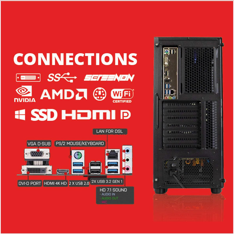 ScreenON - AMD 300GE - 240GB M.2 SSD - AMD Radeon RX Vega 3 - Game Computer - WiFi - ScreenOn