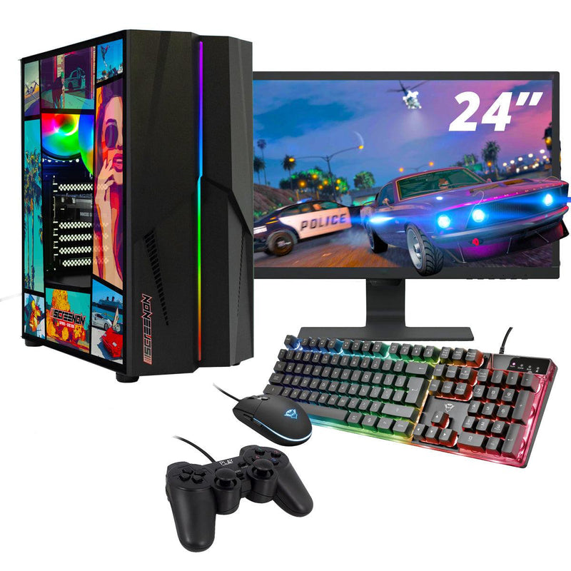 ScreenON - Complete GTA V Gaming PC Set - X11649 - V1 ( Game PC X11649 + 24 Inch Monitor + Toetsenbord + Muis + Controller ) - ScreenOn