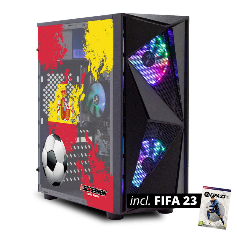 ScreenON - FIFA 23 Gaming PC + gratis FIFA 23 game cadeau - Spanje edition - GamePC.FF23-V11041 - Ryzen 5 - 520GB M.2 SSD - GTX 1650 - WiFi + Game controller - ScreenOn