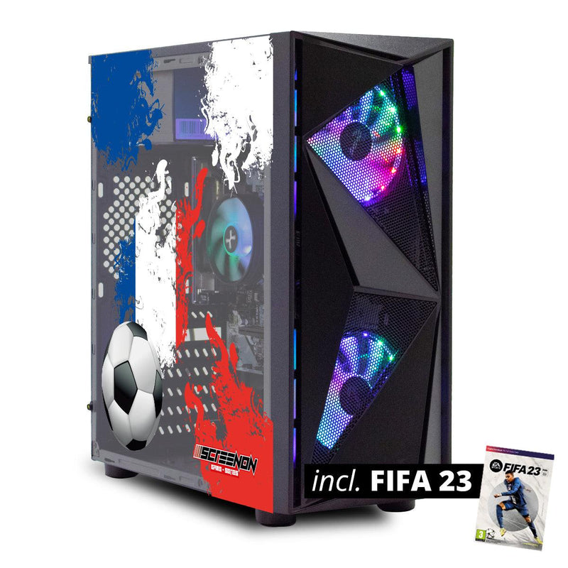 ScreenON - FIFA 23 Gaming PC Set + gratis FIFA 23 game cadeau – Frankrijk edition - (GamePC.FF23-V1103024 + 24 Inch Monitor + Toetsenbord + Muis + Game controller) - ScreenOn