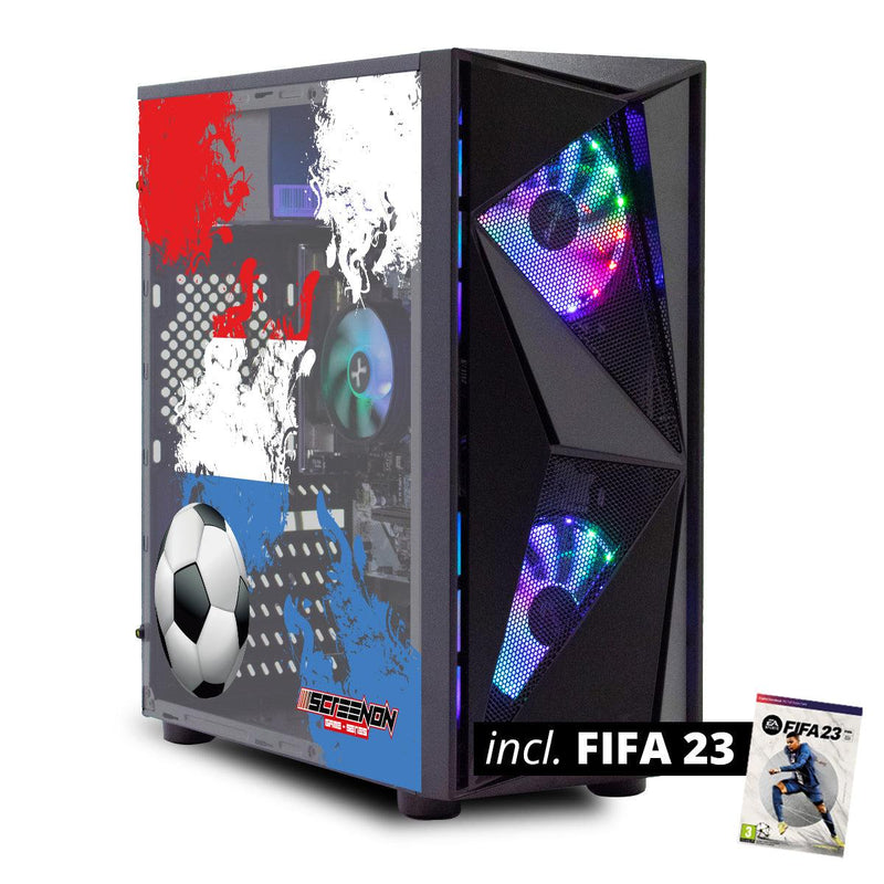 ScreenON - FIFA 23 Gaming PC Set + gratis FIFA 23 game cadeau – Nederland edition - (GamePC.FF23-V1101124 + 24 Inch Monitor + Toetsenbord + Muis + Game controller) - ScreenOn