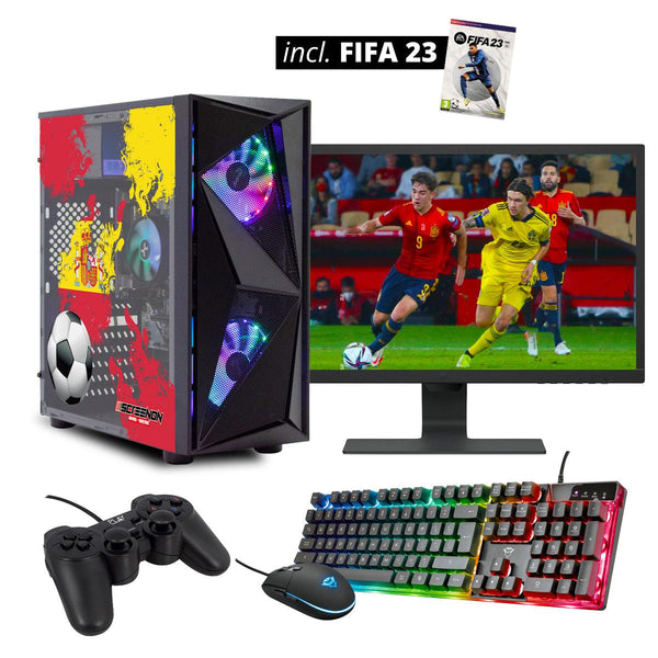 ScreenON - FIFA 23 Gaming PC Set + gratis FIFA 23 game cadeau – Spanje edition - (GamePC.FF23-V1104027 + 27 Inch Monitor + Toetsenbord + Muis + Game controller) - ScreenOn
