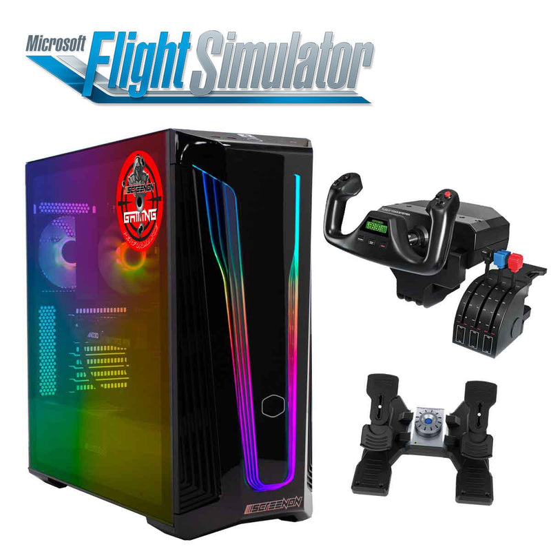 ScreenON - Flight Simulator PC - FLS+Y-A3050-12 - Ryzen 5 5600G - 1TB M.2 NVMe SSD - RTX 3050 - 16GB RAM - WiFi + Yoke Flight System! - ScreenOn